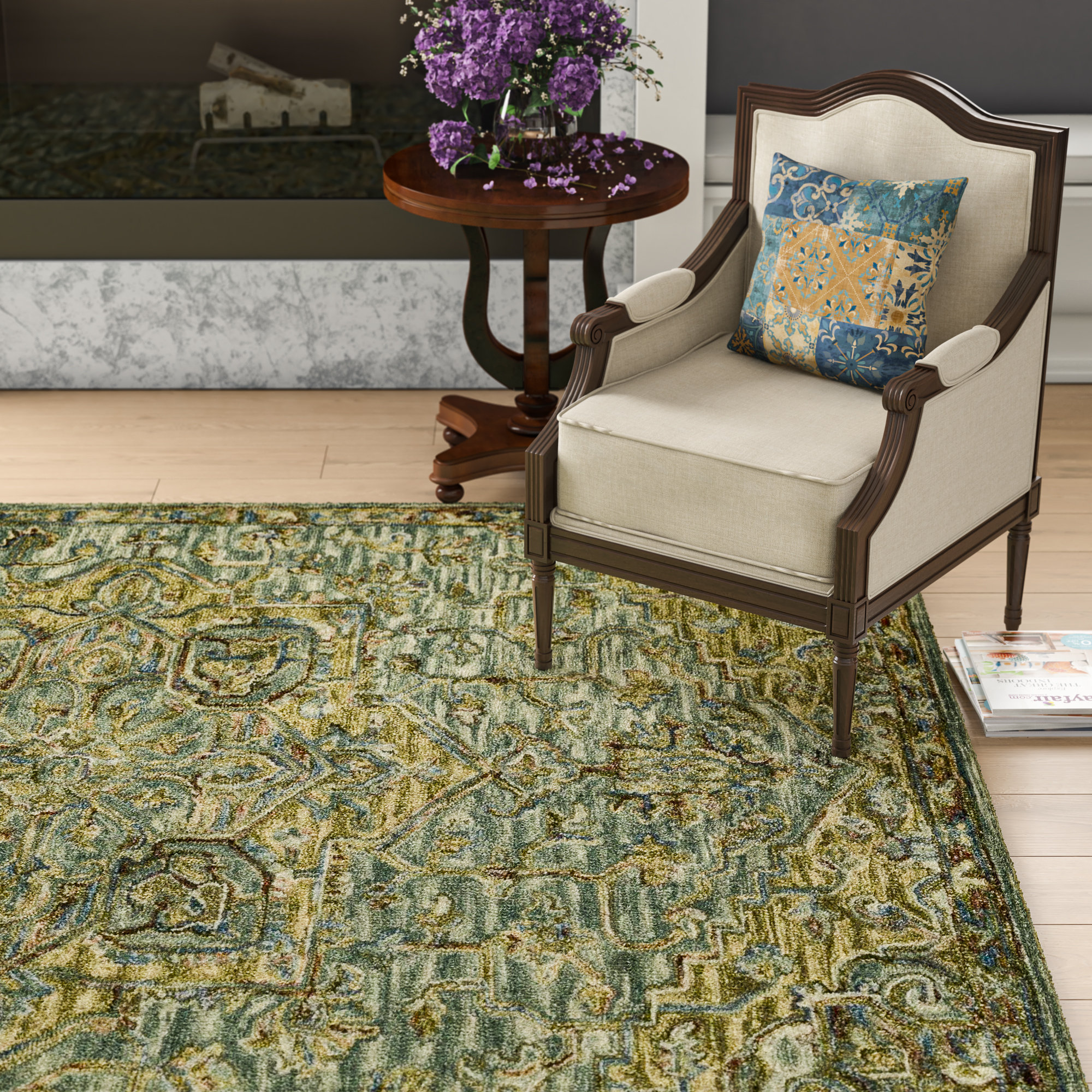 Lark Manor™ Asan Oriental Hand Hooked Wool Dark Green/Tobacco Area